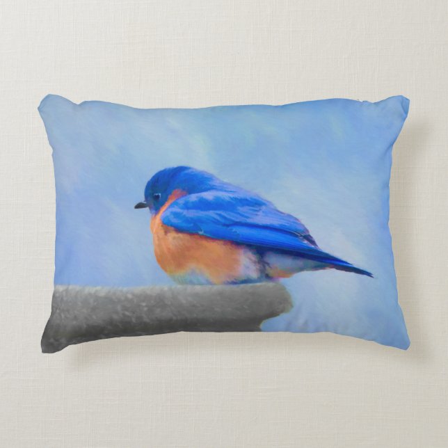 Bluebird Painting - Original Bird Art Decorative Cushion (Front)