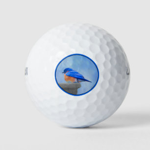 Bluebird Painting - Original Bird Art Golf Balls