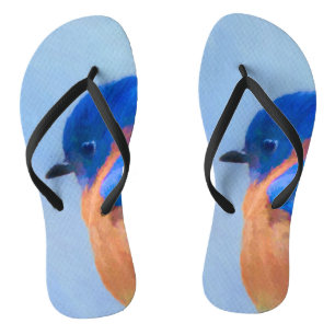 Bluebird Painting - Original Bird Art Jandals