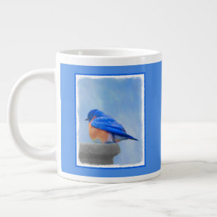 Bluebird Painting - Original Bird Art Large Coffee Mug