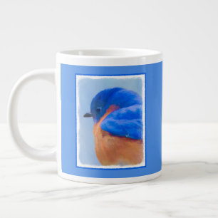Bluebird Painting - Original Bird Art Large Coffee Mug