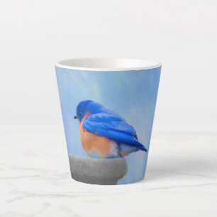 Bluebird Painting - Original Bird Art Latte Mug