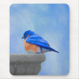 Bluebird Painting - Original Bird Art Mouse Pad