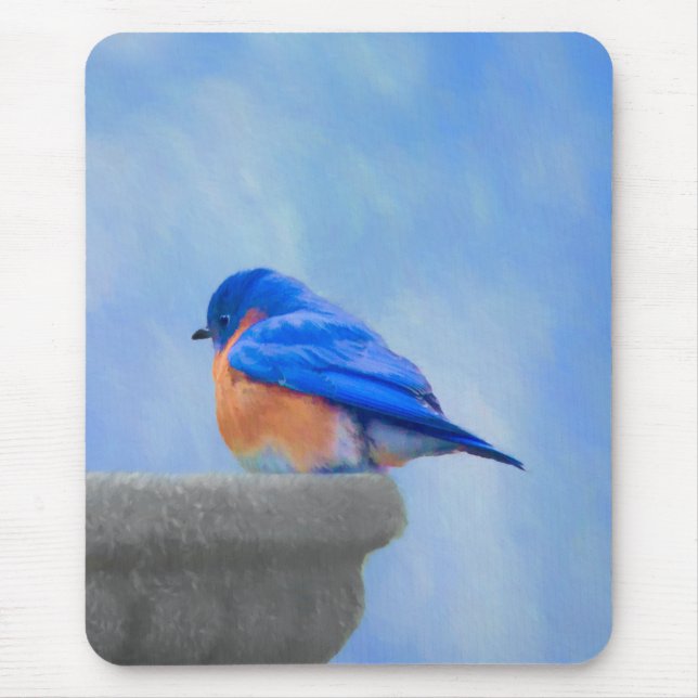 Bluebird Painting - Original Bird Art Mouse Pad (Front)