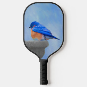 Bluebird Painting - Original Bird Art Pickleball Paddle