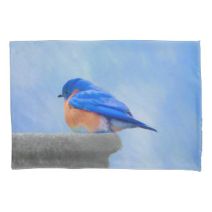 Bluebird Painting - Original Bird Art Pillowcase