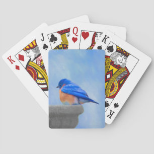 Bluebird Painting - Original Bird Art Playing Cards