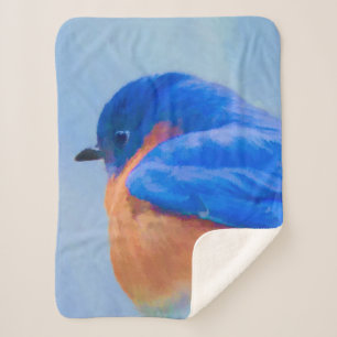 Bluebird Painting - Original Bird Art Sherpa Blanket