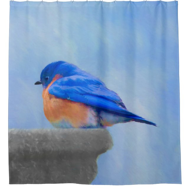 Bluebird Painting - Original Bird Art Shower Curtain (Front)