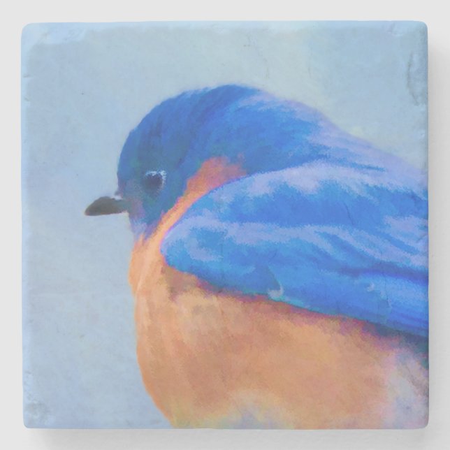 Bluebird Painting - Original Bird Art Stone Coaster (Front)