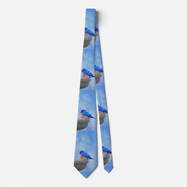 Bluebird Painting - Original Bird Art Tie (Front)