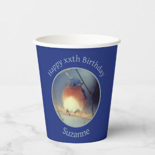 Bluebird Personalized Happy Birthday Paper Cups