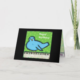 Bluebird/piano birthday card