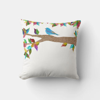 Bluebird Pillow, Colourful Pillow, Personalise Cushion