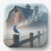 Bluebird Singing In Morning Mist
