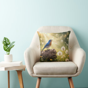 Bluebird Singing in Sunshine Cushion
