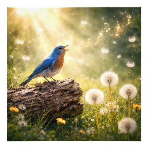 Bluebird Singing in Sunshine Photo Print