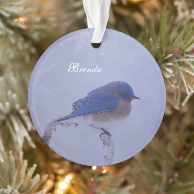 Bluebird Snowy Trees in Winter Ornament (Tree)