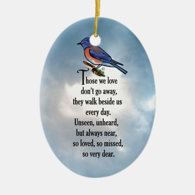 Bluebird "so Loved" Poem Ceramic Tree Decoration (Front)