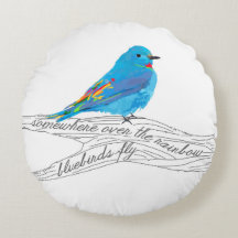 Bluebird Throw Pillow, Somewhere over the Rainbow