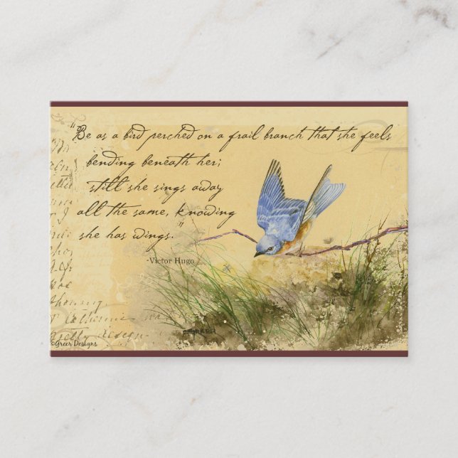 Bluebird Victor Hugo Quote Business Cards (Front)
