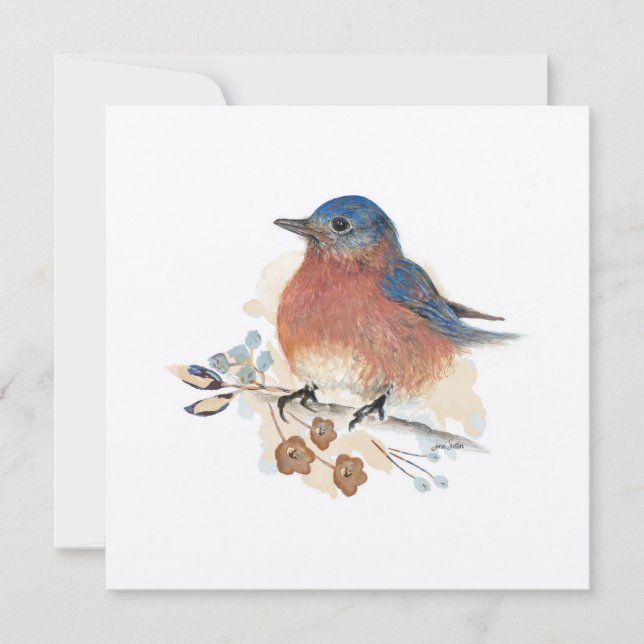 Bluebird Watercolor Painting (Front)