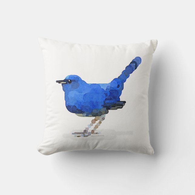 Bluebird Watercolor Pillow (Front)