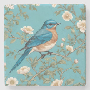 Bluebird William Morris Inspired Turquois Stone Coaster