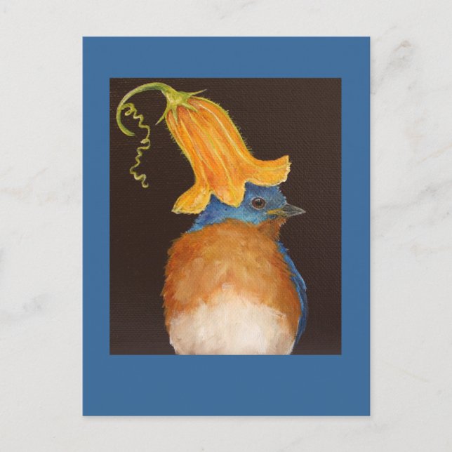 bluebird with squash blossom hat postcard (Front)