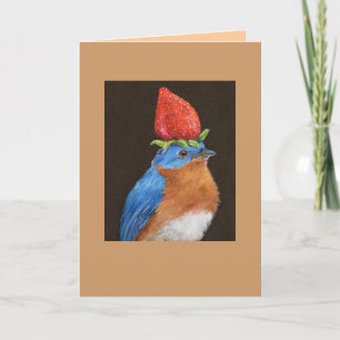 bluebird with strawberry card