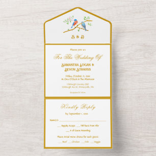 Bluebirds All in One Wedding Invitation