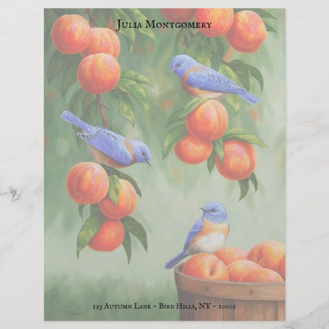 Bluebirds and Peach Tree (Front)