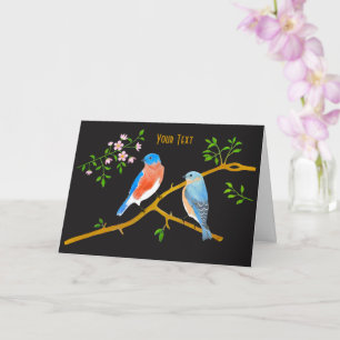 Bluebirds Black Greeting Card