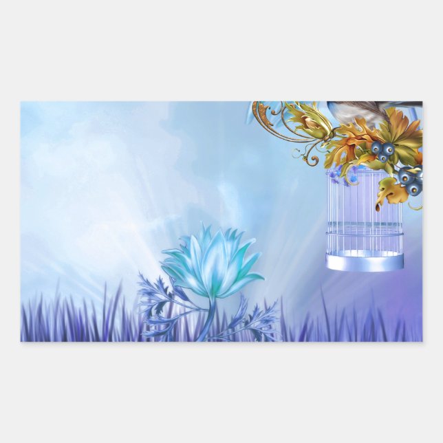 Bluebirds Blue Pond Birds Rectangular Sticker (Front)