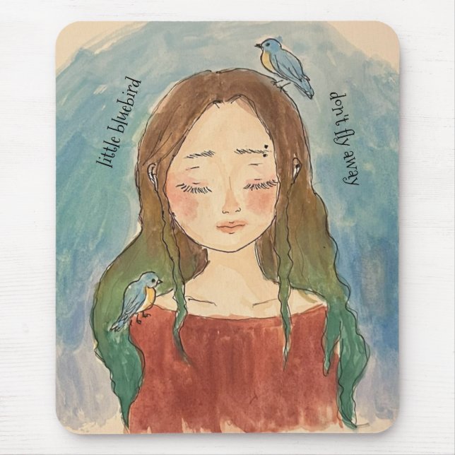 Bluebirds Girl Don't Fly Away Mouse Pad (Front)