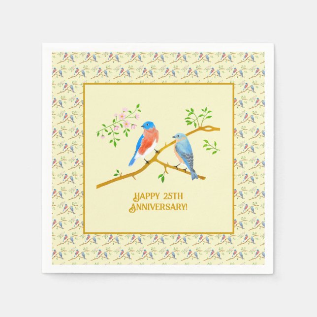 Bluebirds Happy Anniversary Napkin (Front)