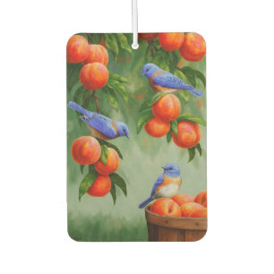 Bluebirds in a Peach Tree Orchard Car Air Freshener