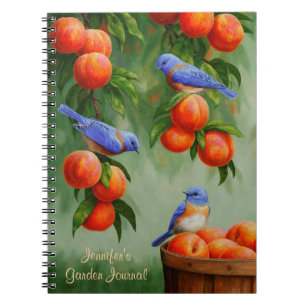 Bluebirds in a Peach Tree Orchard Spiral Notebook