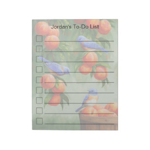 Bluebirds in a Peach Tree Orchard To-Do List Notepad