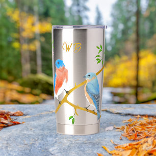 Bluebirds Monogrammed Insulated Tumbler