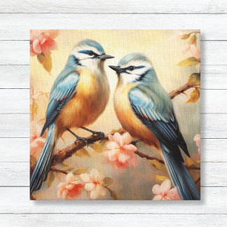 Bluebirds on Cherry Blossom Nature Lover Canvas Print