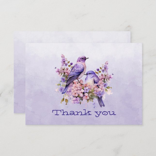 Bluebirds On Flowers Purple (Front/Back)