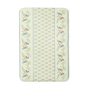 Bluebirds Pair Yellow Bath Mat