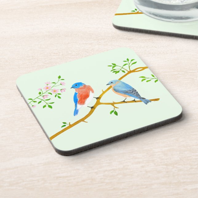 Bluebirds Pale Green Coasters (Left Side)
