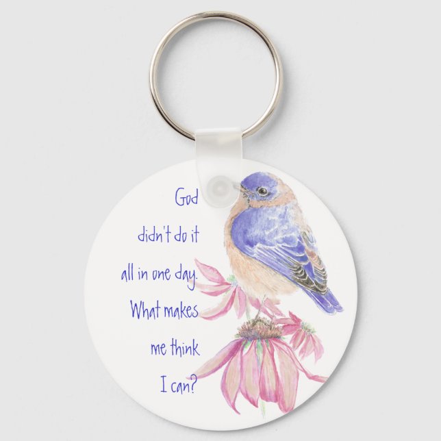 Bluebirds Quote Don't Stress, Can't do it all Key Ring (Front)