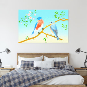 Bluebirds Streched Canvas Print