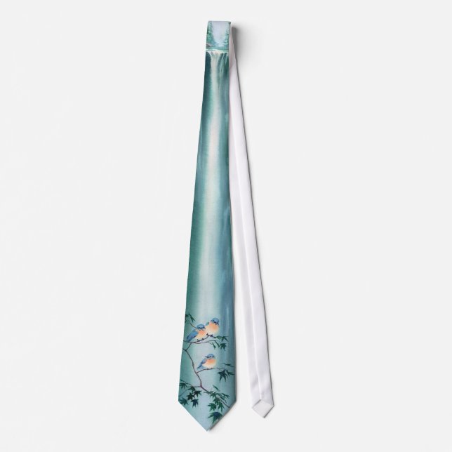 BLUEBIRDS & WATERFALL by SHARON SHARPE Tie (Front)