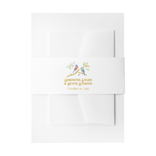 Bluebirds Wedding Invitation Belly Band (Front Example)