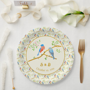 Bluebirds Wedding Paper Plate