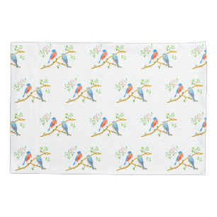 Bluebirds White Pillowcase